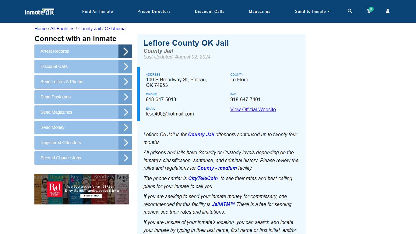 Leflore County OK Jail - Inmate Locator