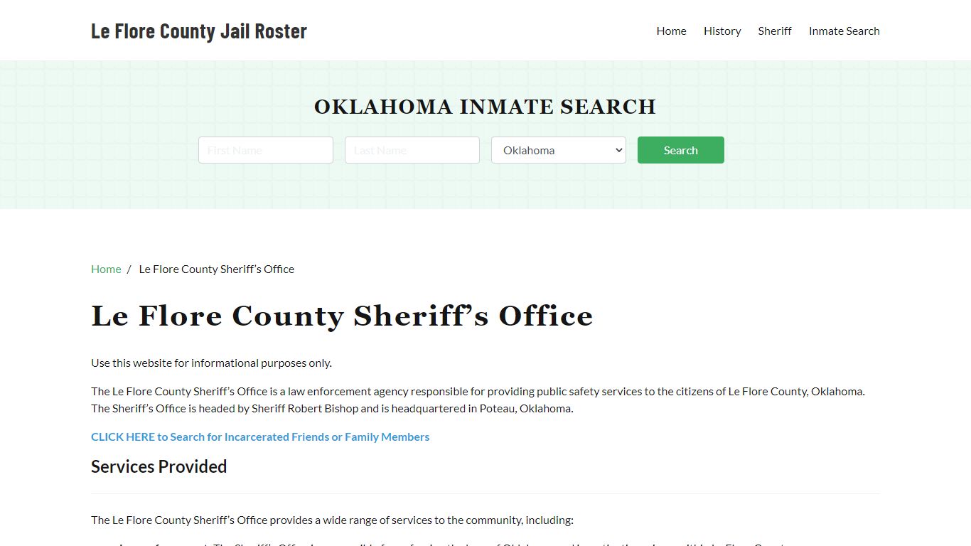 Le Flore County Sheriff Office, OK, Arrest Warrants Search